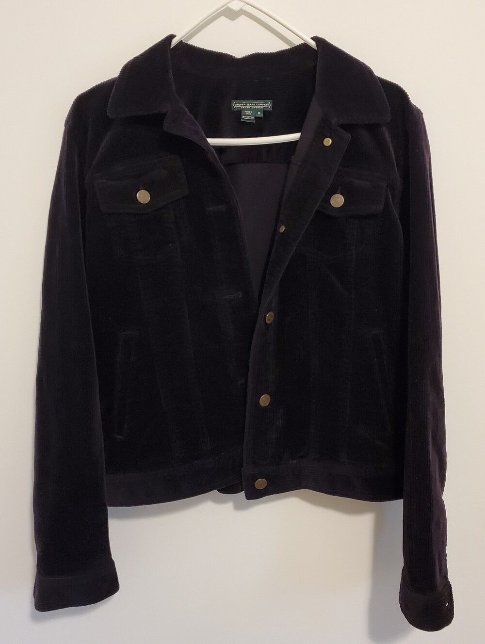 Ralph Lauren Medium Deep Purple Corderoy Jacket Button Down Pockets